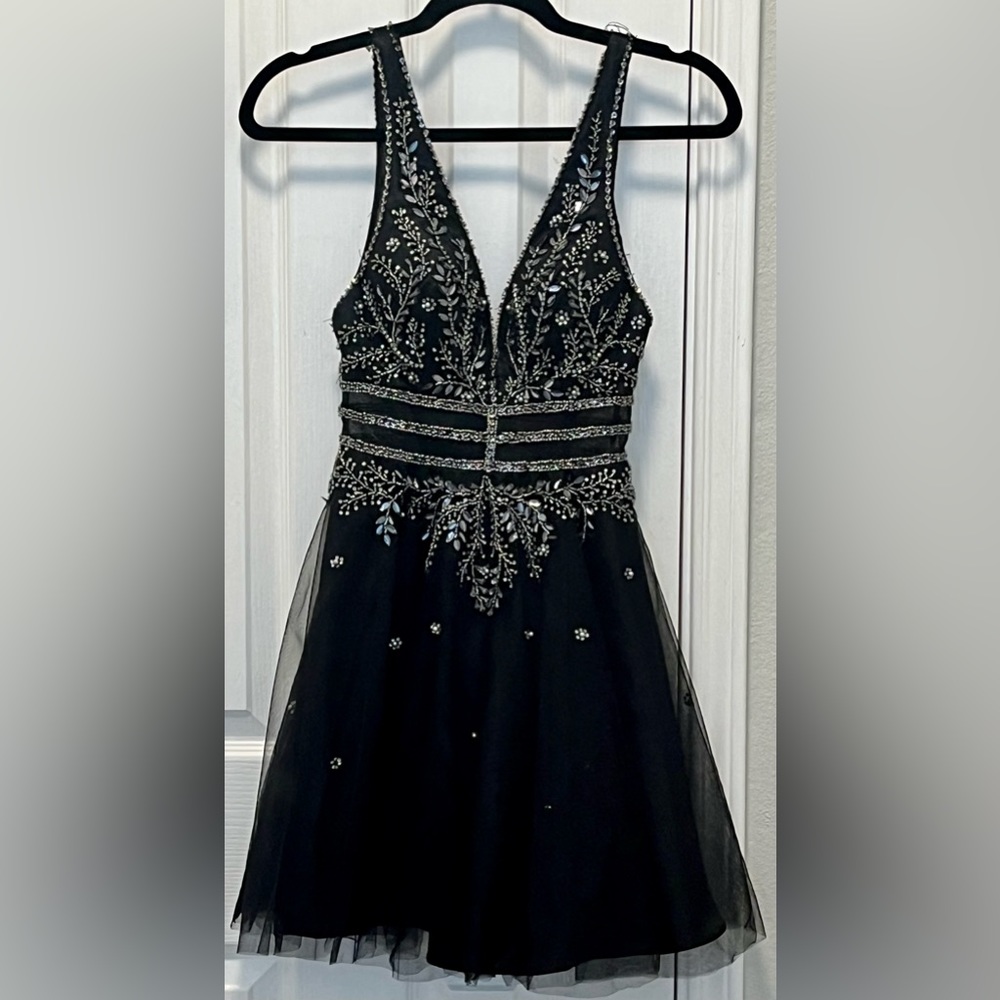 Gianni Bini Black Mini Dress with Silver Detailing